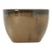 A brown and blue TuxTrendz Artisan Mojave bouillon cup with a white interior.
