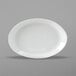 A close up of a white Tuxton Alaska wing platter with a rim.