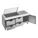 A Beverage-Air stainless steel refrigerated prep table with clear lids over drawers.