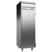 A Beverage-Air stainless steel reach-in refrigerator with a silver door.