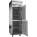 A Beverage-Air Horizon Series reach-in refrigerator with half solid doors.