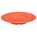 An orange melamine bowl with a white background.