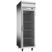 A Beverage-Air Horizon Series stainless steel reach-in refrigerator with glass doors.