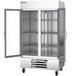 A Beverage-Air Horizon Series bottom mounted glass door reach-in freezer with 2 doors.