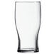 An Arcoroc tulip pub glass with a clear rim on a white background.