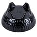 A black melamine molcajete bowl with four pointy edges.