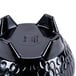 A black melamine bowl with holes in it.
