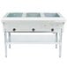 A large stainless steel Eagle Group liquid propane steam table with three compartments.