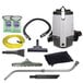 a vacuum cleaner with various tools