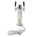 A Beverage-Air stainless steel 3-tap tower with black handles.
