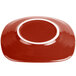 A red Fiesta® square salad plate with a white rim.
