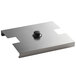 An Avantco metal night cover with a black rubber button.