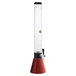 A Beer Tubes tall conic beer tower with a woodgrain finish and a red base.