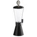 A black and clear conic beer tower with a black lid.