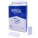 A blue and white plastic container of Wobble Wedge tapered table wedges.