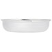 A stainless steel bowl with a white background.