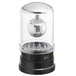 A silver ball light in a clear lid.