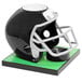 a football helmet with a cup holder