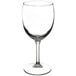 A close-up of a clear Libbey Bristol Valley wine glass with a stem.