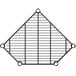 A black metal grid with pentagon shaped bars.