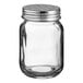 A clear glass Acopa mini Mason jar with a metal lid.