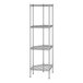 A wireframe of a Regency chrome wire pentagon corner shelf kit with four shelves.