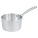 A Vollrath Wear-Ever aluminum saucepan with a chrome plated handle.