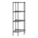 A black Regency wire corner shelf kit with 4 shelves.