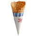 a waffle cone with a broken inside