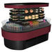 A red and black Structural Concepts refrigerated self-service island display with food and drinks.
