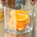 a close up of orange slices