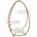 An American Metalcraft gold metal oval stand with three frosted glass plates.