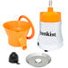 A Sunkist orange juicer with orange and white parts.