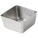 a square silver bowl with a white background