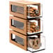 A Rosseto bakery pastry display with three drawers full of food.