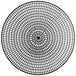 A black circular pattern on a white background.