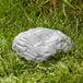 A gray JT Eaton Rodent Rock bait station sitting in grass.