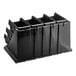 A black plastic organizer with four compartments, each with a white bin in the middle.