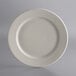 A close-up of a Libbey white stoneware plate with a round edge.