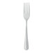 A stainless steel medium weight dinner fork with four tines.