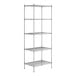 A wireframe of a Regency chrome wire shelving unit with four shelves.