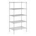 A Regency chrome wire shelving unit with five shelves.