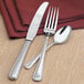 a silverware on a napkin