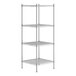 A Regency stainless steel wire shelving unit with four shelves.