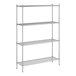 A Regency stainless steel wire shelving unit with four shelves.