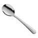 A Libbey Windsor stainless steel round bowl soup spoon with a silver handle.