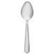 A silver spoon with a long handle.