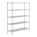 A Regency stainless steel wire shelving unit with five shelves.