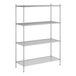 A Regency stainless steel wire shelving unit with four shelves.