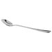 A Libbey stainless steel iced tea spoon with a silver handle on a white background.